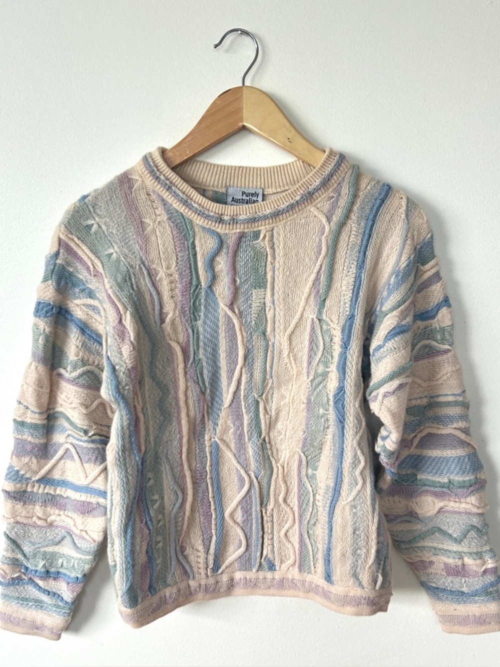 Pastel Cable Knit Crewneck Coogi Style Sweater